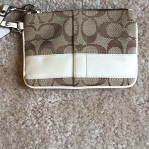 Coach Wristlet Tan with Cream Strap